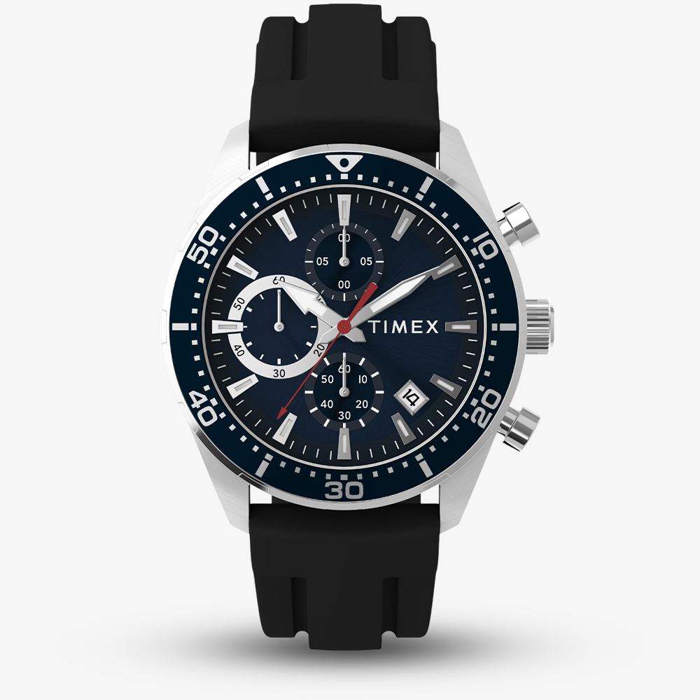 House of Watches - Timex Mens Ridgefield Chronograph Blue Rubber Strap Watch TW2Y62300