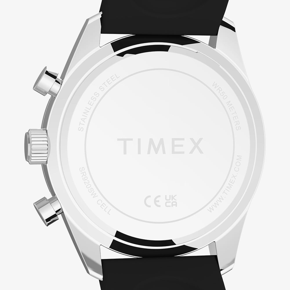 Timex Mens Ridgefield Chronograph Blue Rubber Strap Watch TW2Y62300