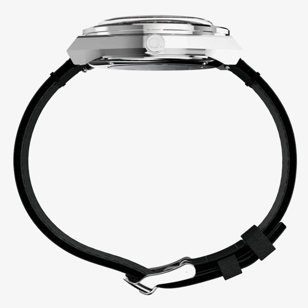 Timex x NASA Mens Q Space Black Leather Strap Watch TW2Y56800