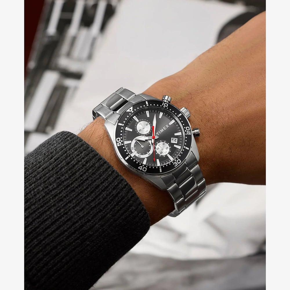 Timex Mens Ridgefield Chronograph Black Bracelet Watch TW2Y56900