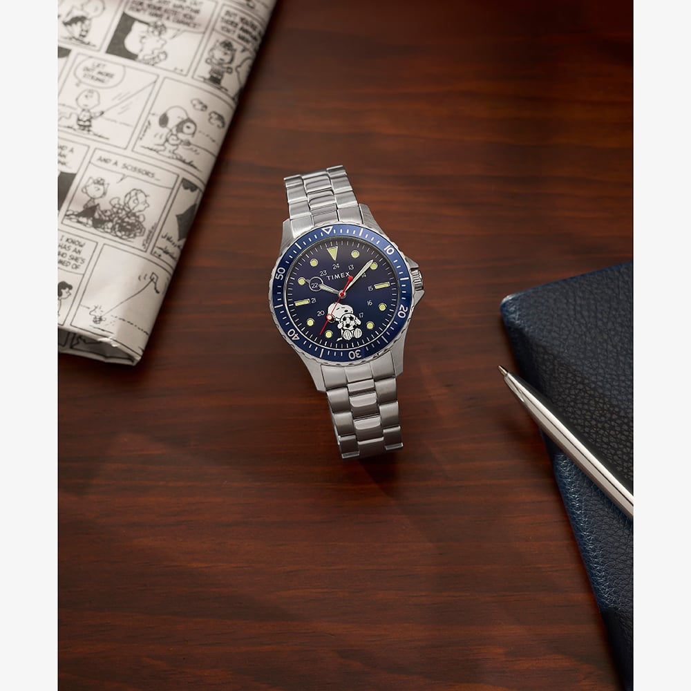 Timex x Peanuts Mens Snoopy Soccer Blue Bracelet Watch TW2Y53900