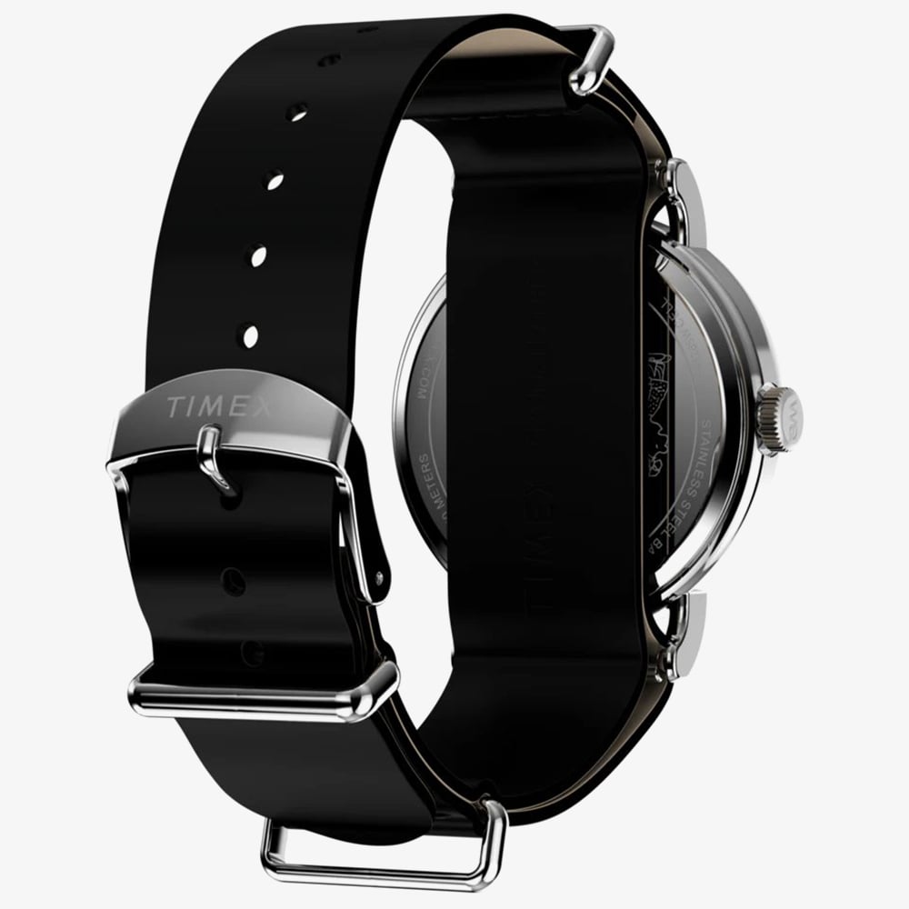 Timex x Peanuts Weekender Snoopy Black Leather Strap Watch TW2Y60900