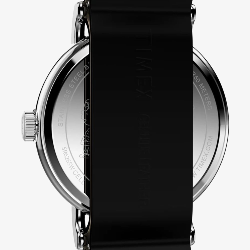 Timex x Peanuts Weekender Snoopy Black Leather Strap Watch TW2Y60900