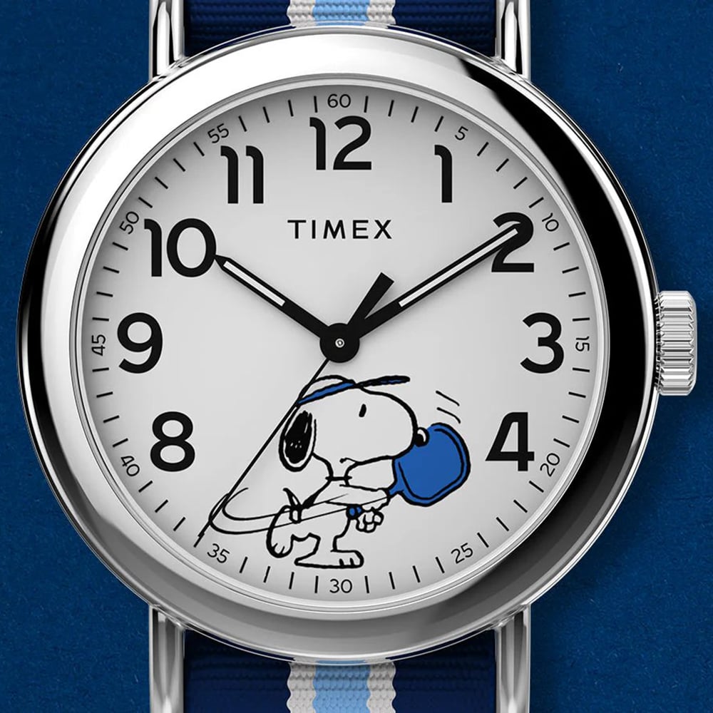 Timex x Peanuts Weekender Pickleball Blue Fabric Strap Watch TW2Y50600