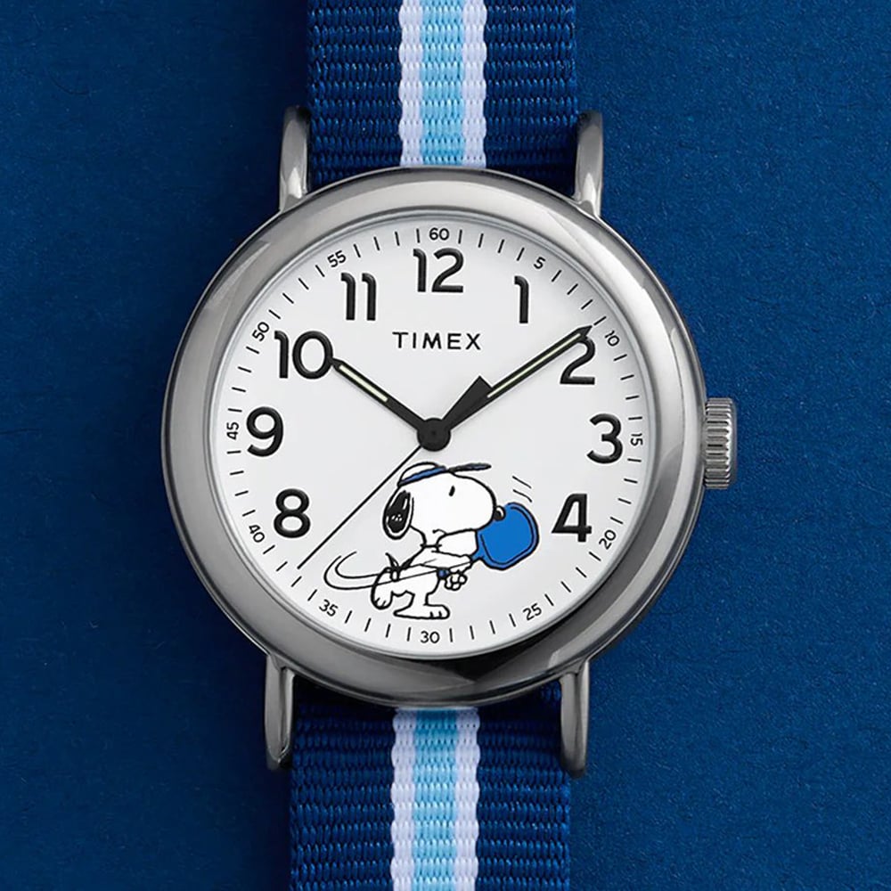 Timex x Peanuts Weekender Pickleball Blue Fabric Strap Watch TW2Y50600