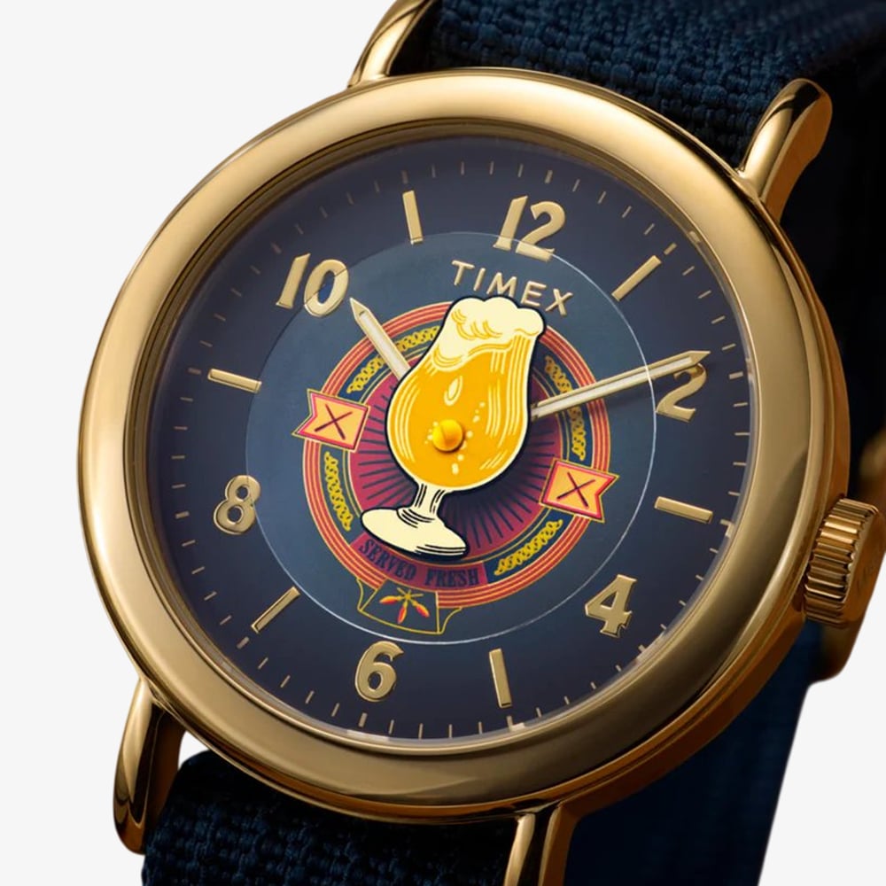 Timex Unisex Weekender Harry Potter x Butterbeer Blue Fabric Strap Watch TW2Y76100
