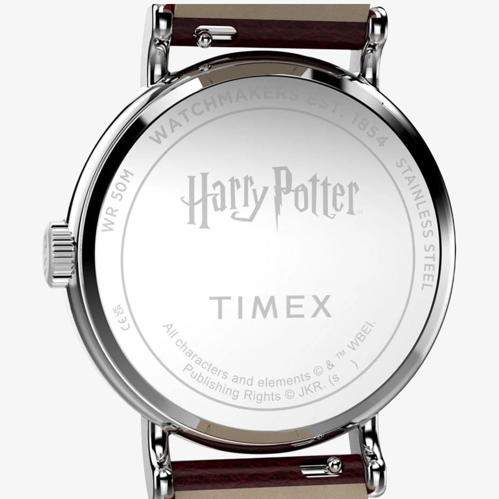 Timex Unisex Weekender Harry Potter x Platform 9 3/4 Brown Leather Strap Watch TW2Y76200