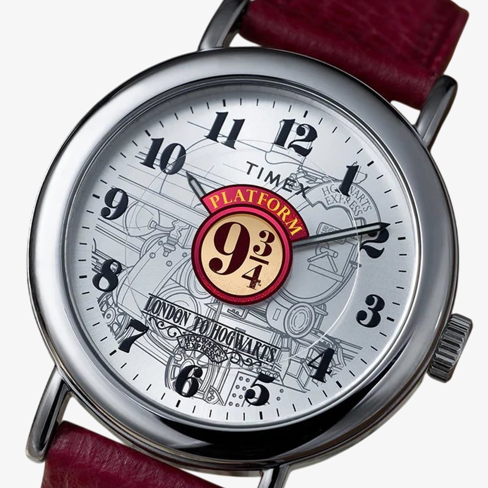 Timex Unisex Weekender Harry Potter x Platform 9 3/4 Brown Leather Strap Watch TW2Y76200