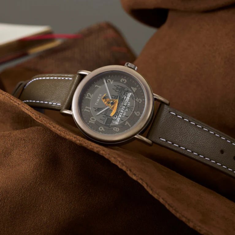 Timex Unisex Weekender Harry Potter x Sorting Hat Brown Leather Strap Watch TW2Y77000