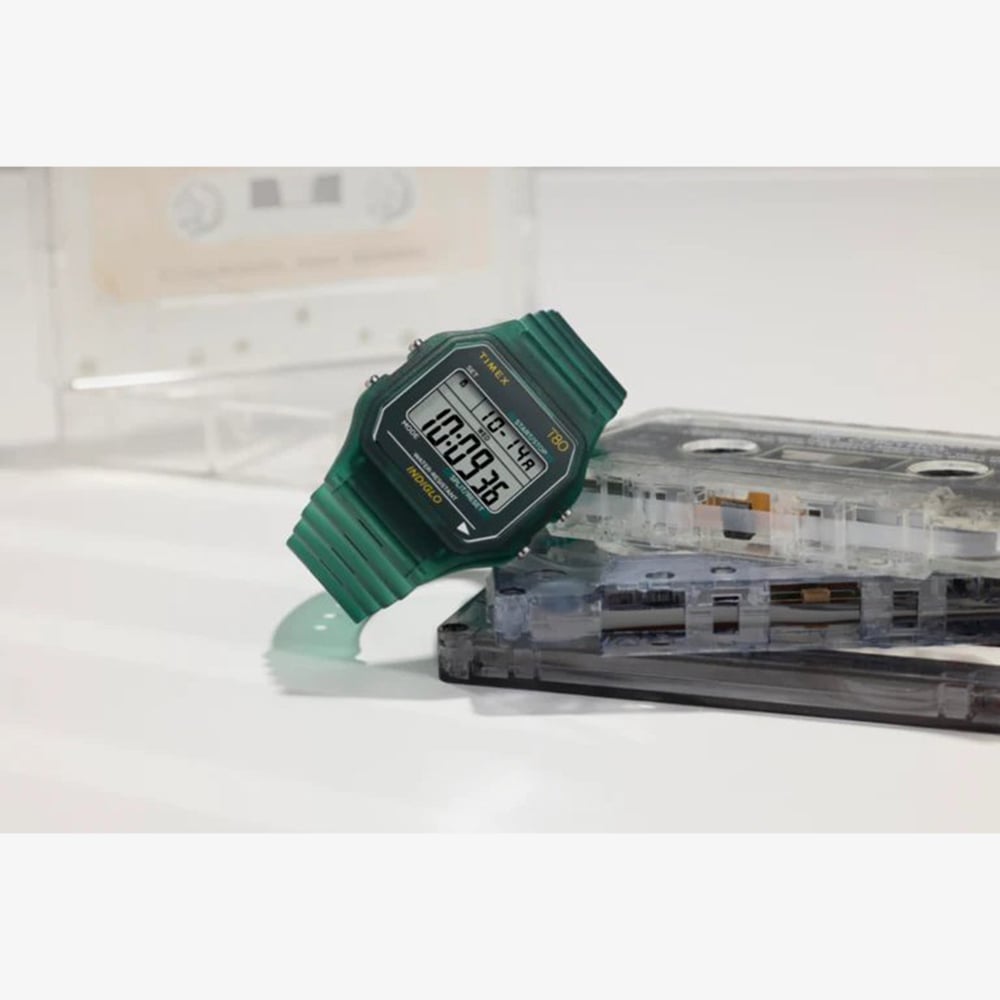 Timex Unisex T80 Green Plastic Digital Watch TW2Y34100