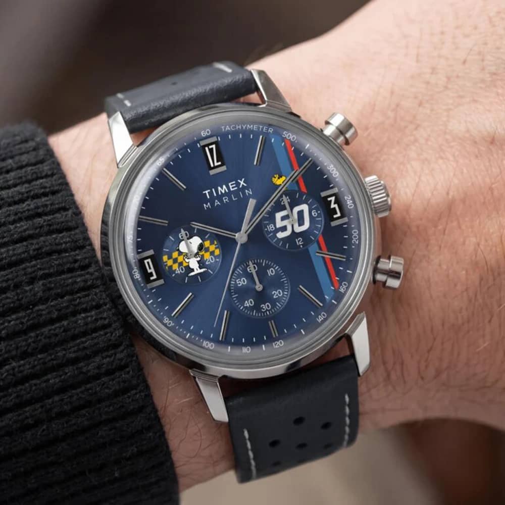 Timex Mens Peanuts Marlin Blue Chronograph Dial Strap Watch TW2Y85300