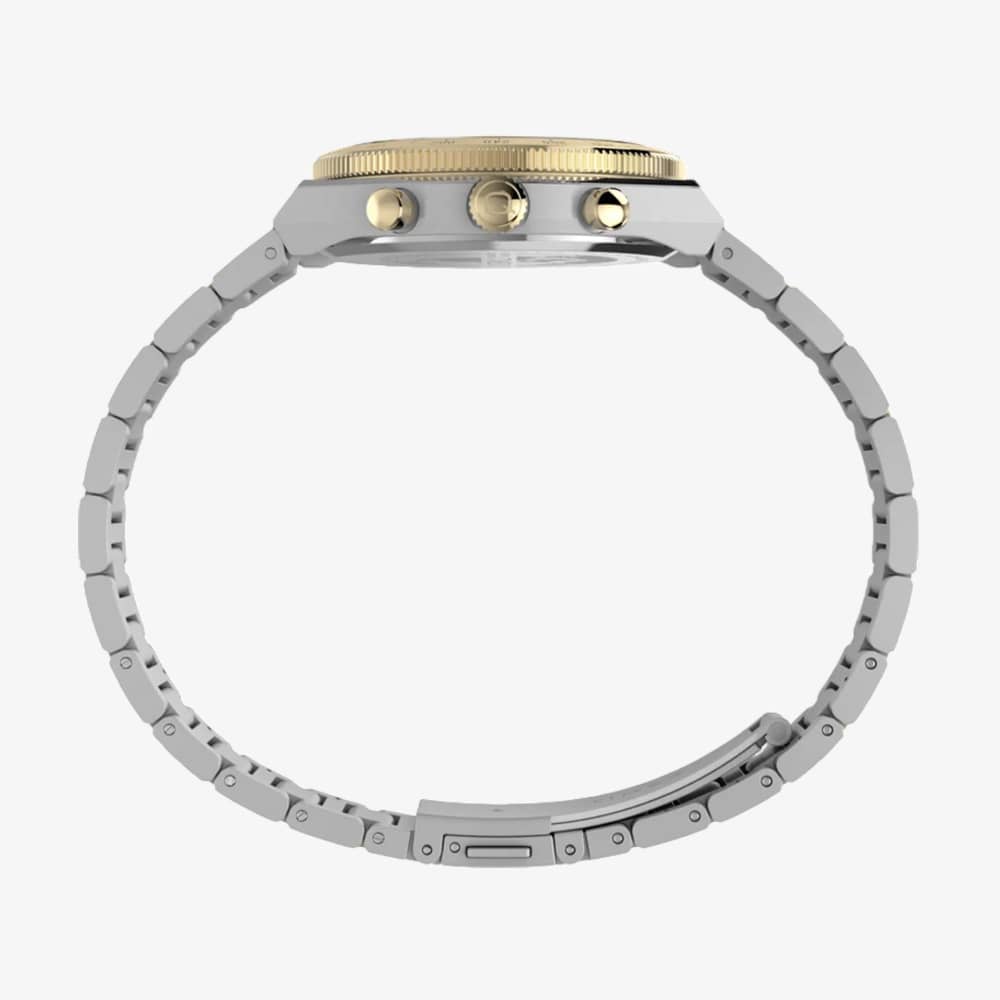 Timex Mens Q Continental Chronograph Gold Dial Two Tone Bracelet Watch TW2Y92300