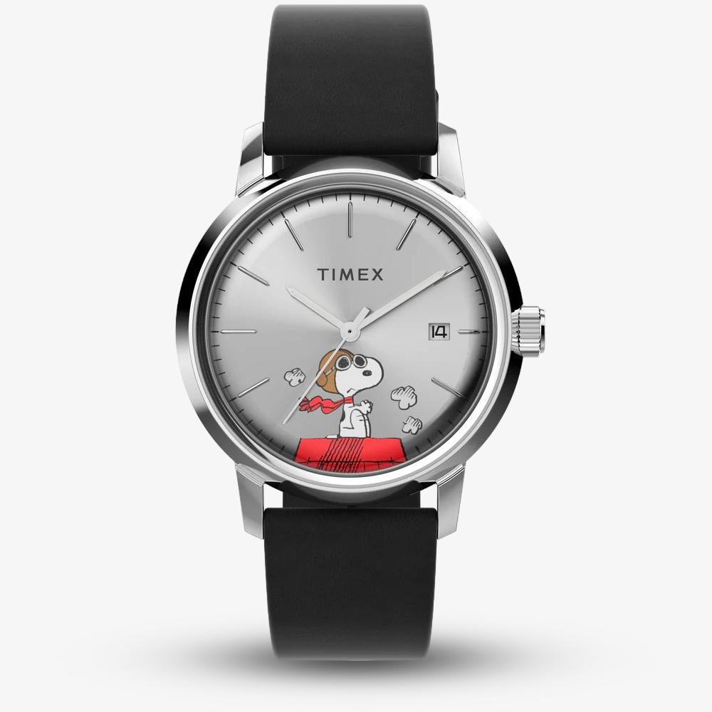 Photos - Wrist Watch Timex Mens Marlin Automatic x Peanuts Snoopy Flying Ace Leather Watch TW2W49600 