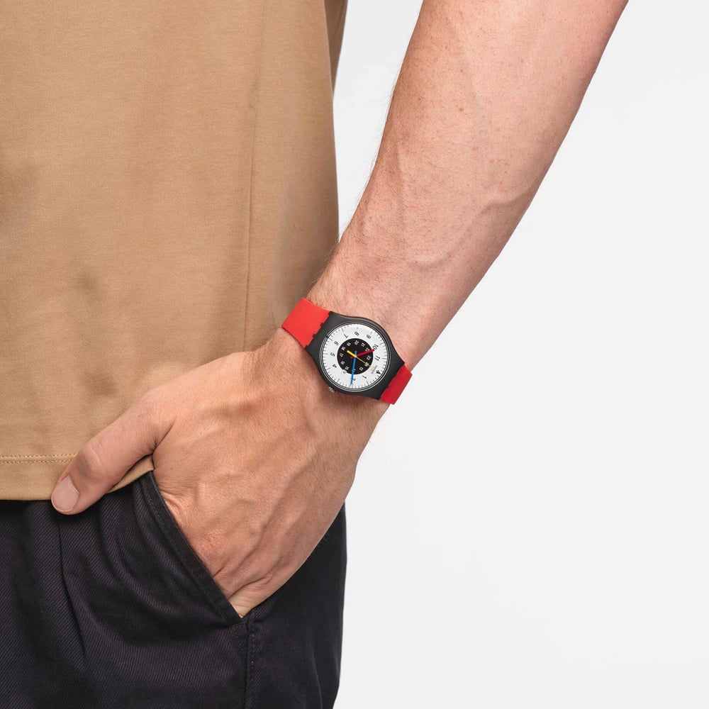 Swatch Unisex Rouge & Noir Strap Watch SO32B401-STD