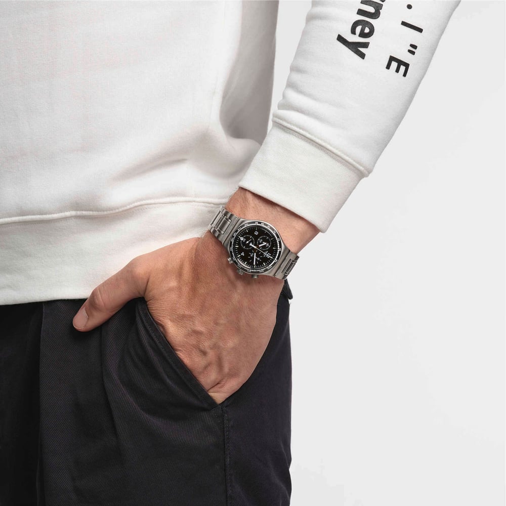 Swatch Night Flight Chronograph Bracelet Watch YVS444GC