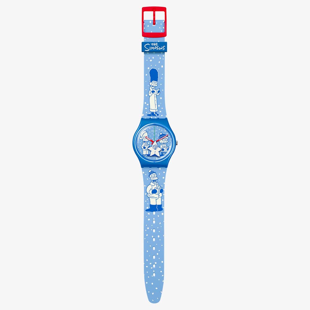 Swatch Simpsons Tidings Of Joy Blue Christmas Watch SO28Z126