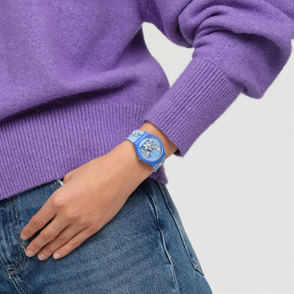 Swatch Simpsons Tidings Of Joy Blue Christmas Watch SO28Z126