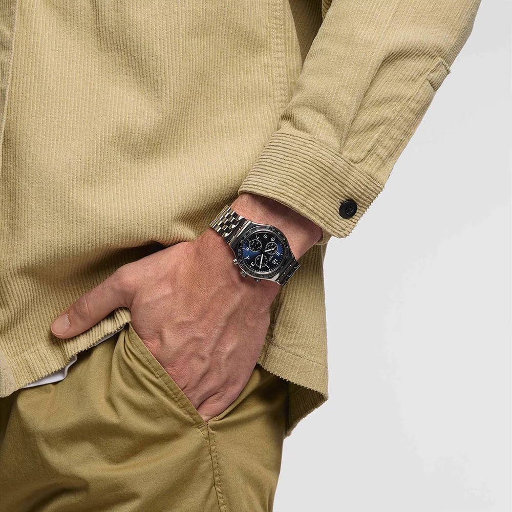 Swatch Boxengasse Blue Dial Chronograph Watch YVS423GC
