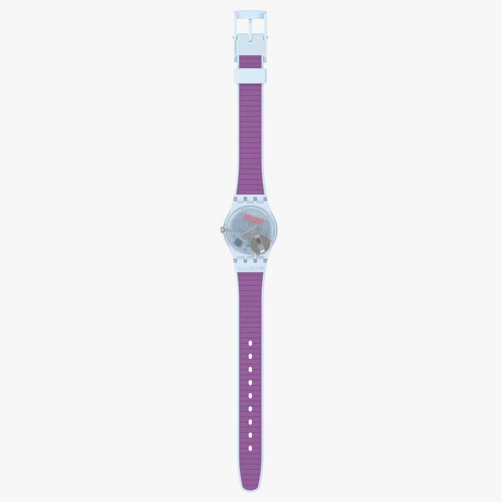 Swatch Powder Plum Transparent Light Blue Watch LL126