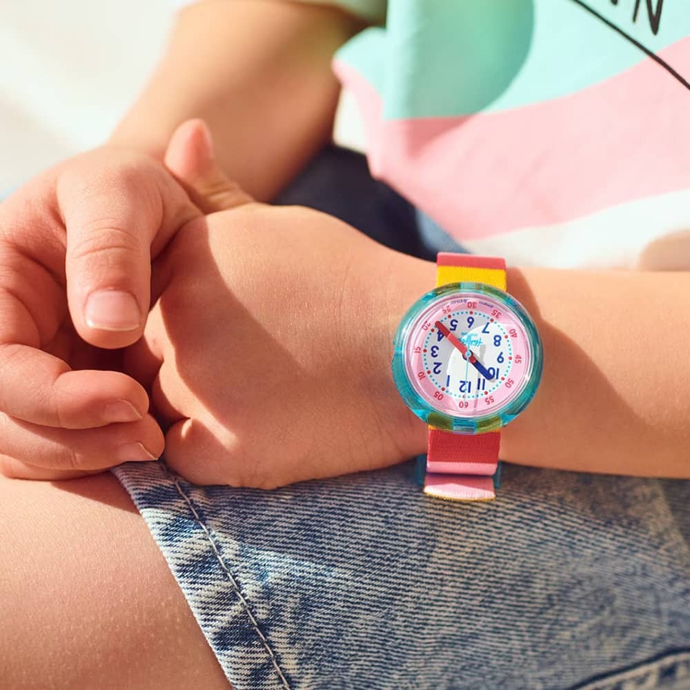 Flik Flak Childrens Stripy Pink Watch FPNP113