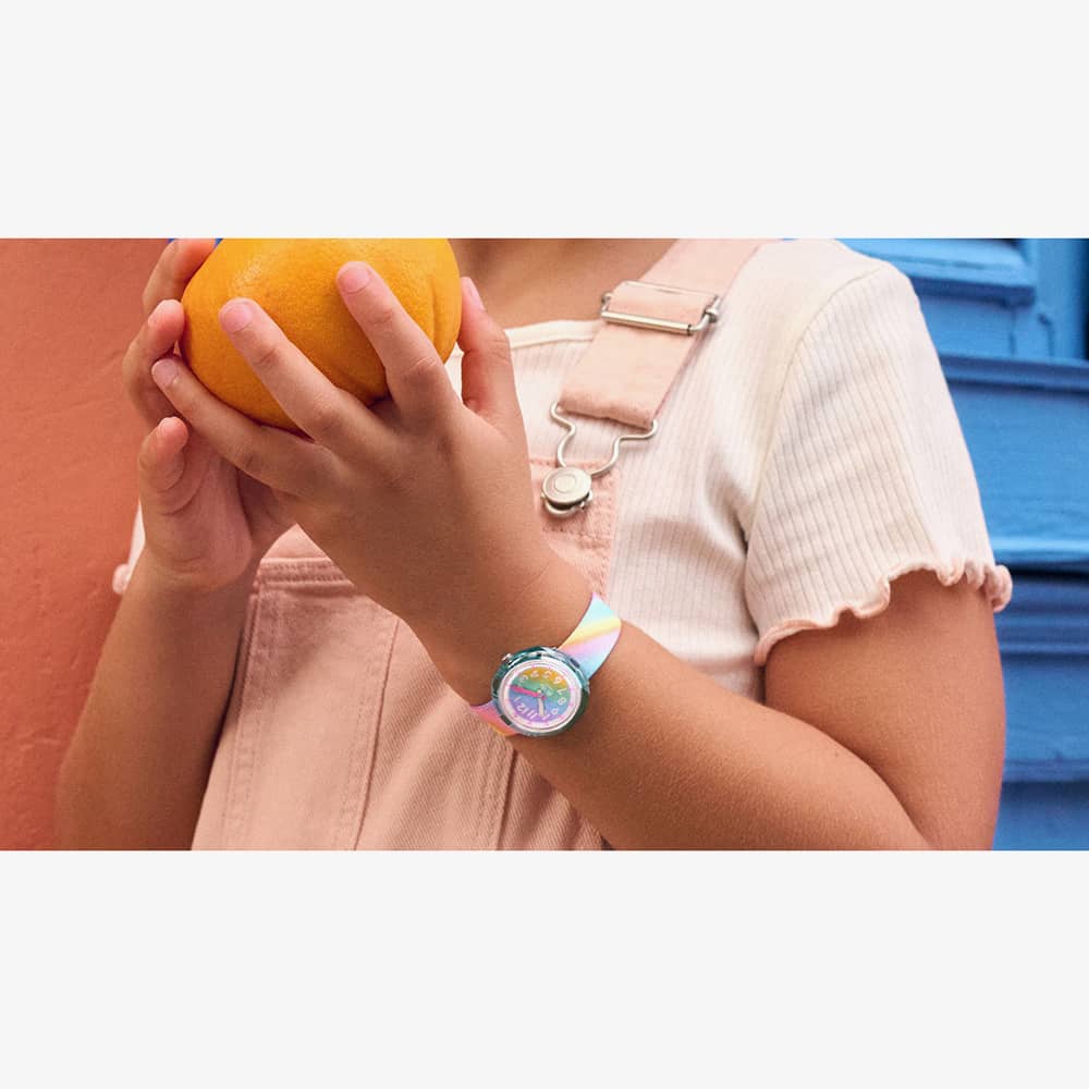 Flik Flak Liquid Rainbow Multicoloured Fabric Watch FPNP152