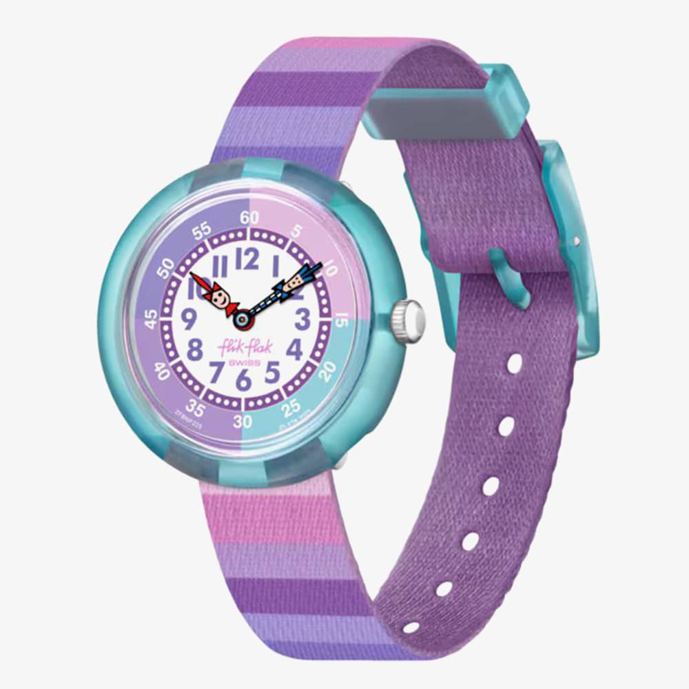 Flik Flak Stripy Purple Fabric Watch FBNP225