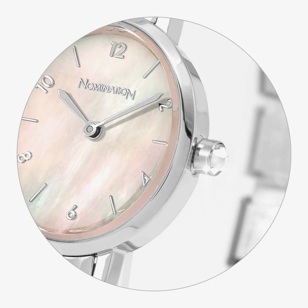 Nomination Time Stainless Steel, Brass & Mother of Pearl Pink Oval Dial Watch 076038/009