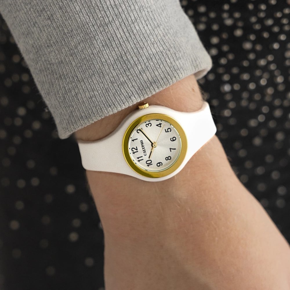 Calypso Ladies Trendy White Rubber Strap Watch K5877/1