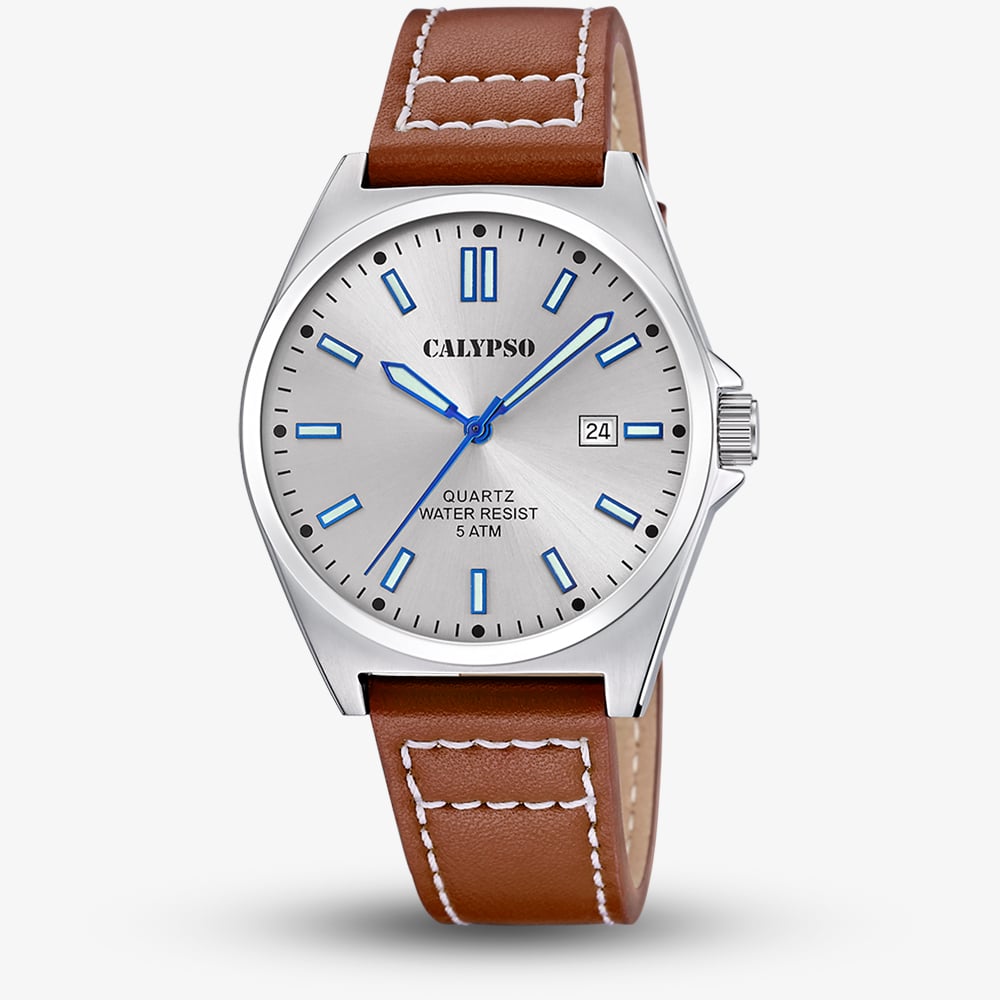 House of Watches - Calypso Mens Brown Leather Strap Watch K5868/2