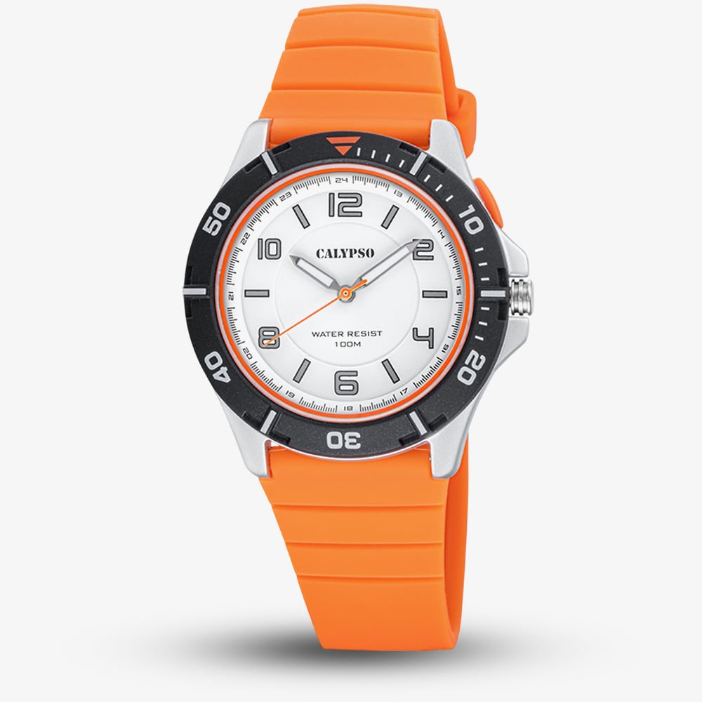 House of Watches - Calypso Mens Sweet Time Orange Rubber Strap Watch K5857/3