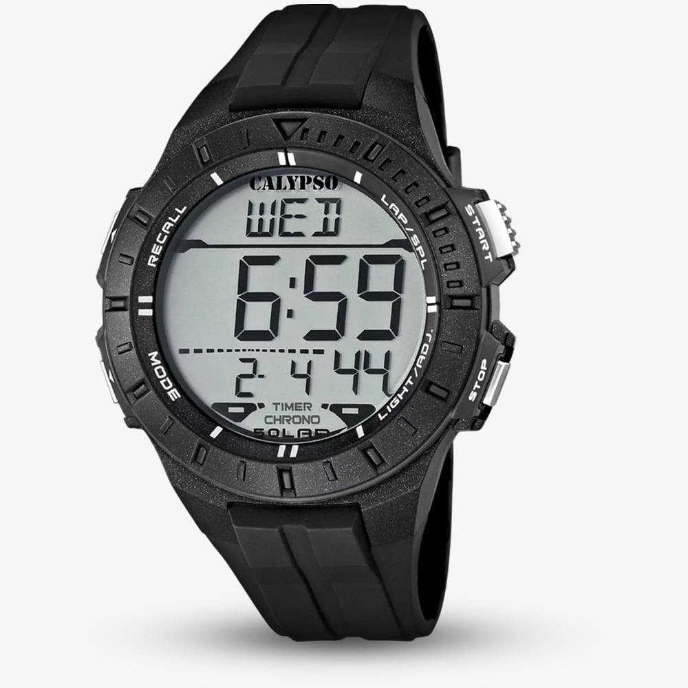 House of Watches - Calypso Mens Urban Digital Black Rubber Strap Watch K5607/6