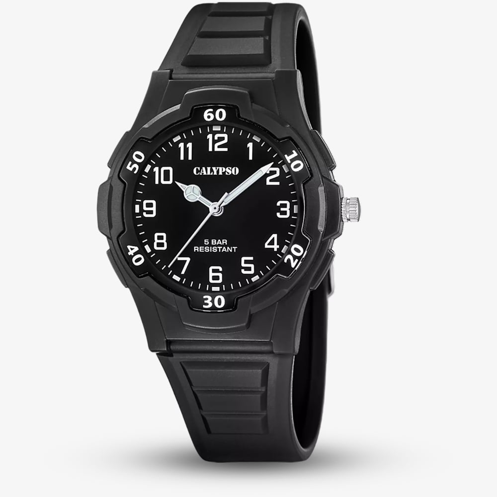 House of Watches - Calypso Mens Easy Time Black Plastic Strap Watch K5878/4