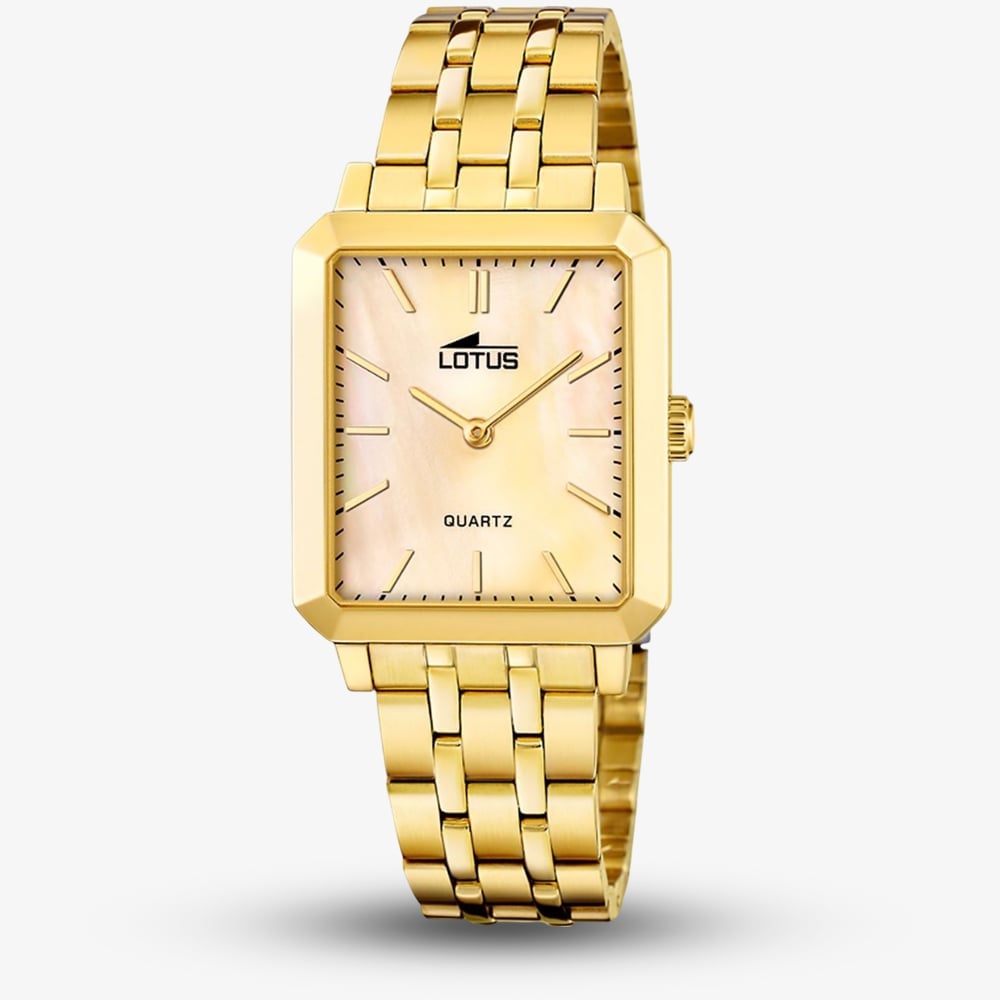 House of Watches - Lotus Ladies Gold Mother Of Pearl Square Watch L18982/2