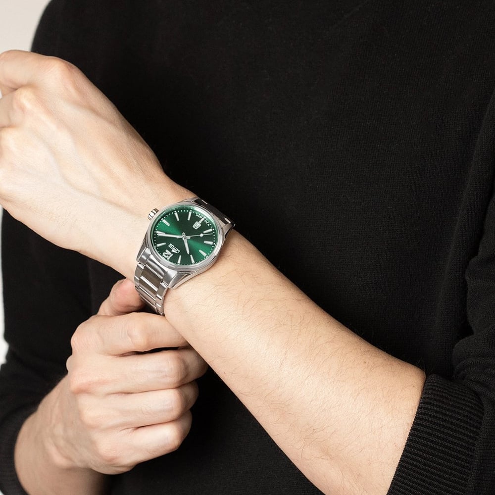 Lotus Mens Classic Stainless Steel Green Dial Watch L18692/4