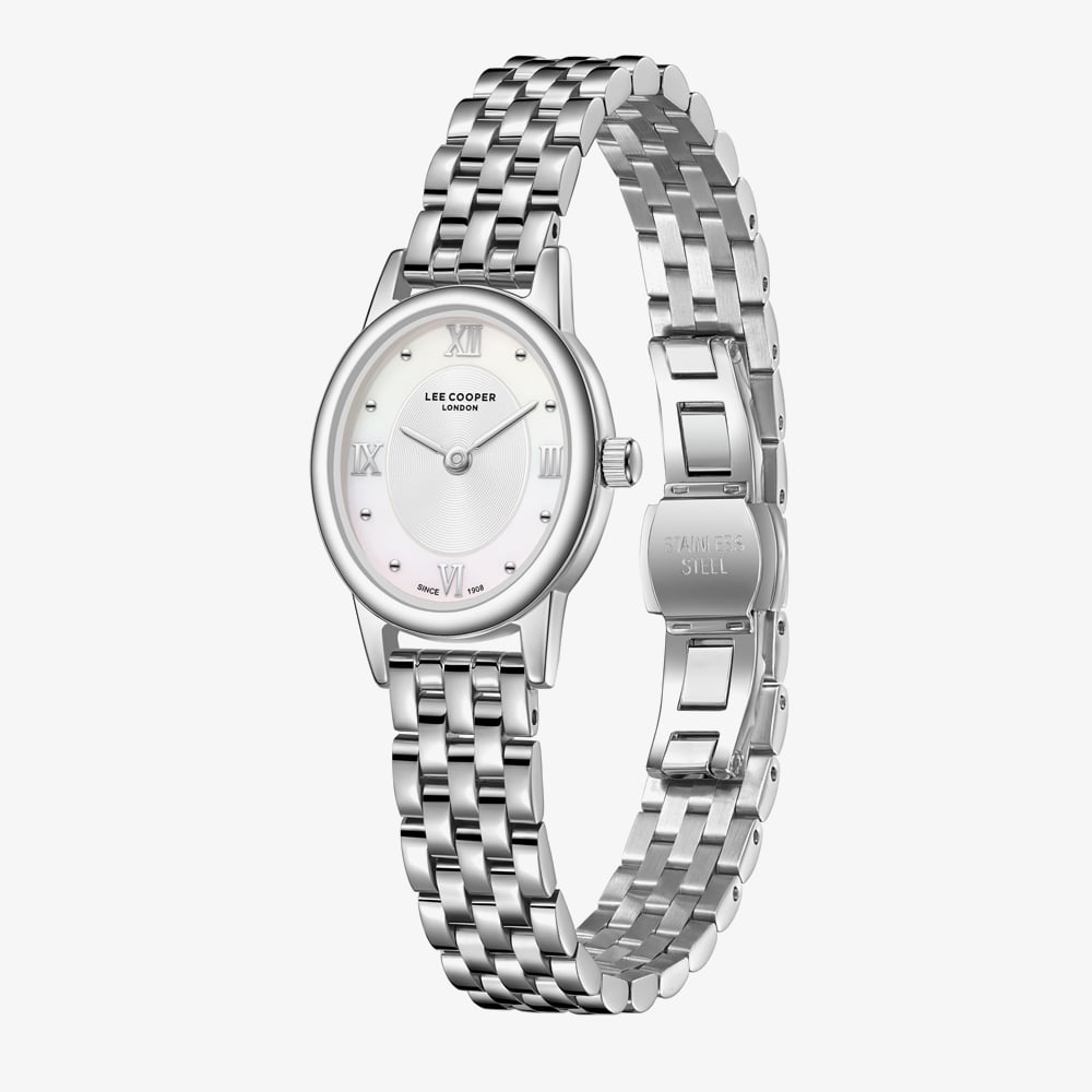 Lee Cooper Ladies White Mother of Pearl Dial Oval Bracelet Watch LC08461.320