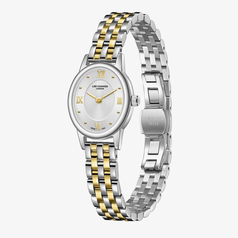Lee Cooper Ladies Silver Dial Oval Two Tone Bracelet Watch LC08461.230