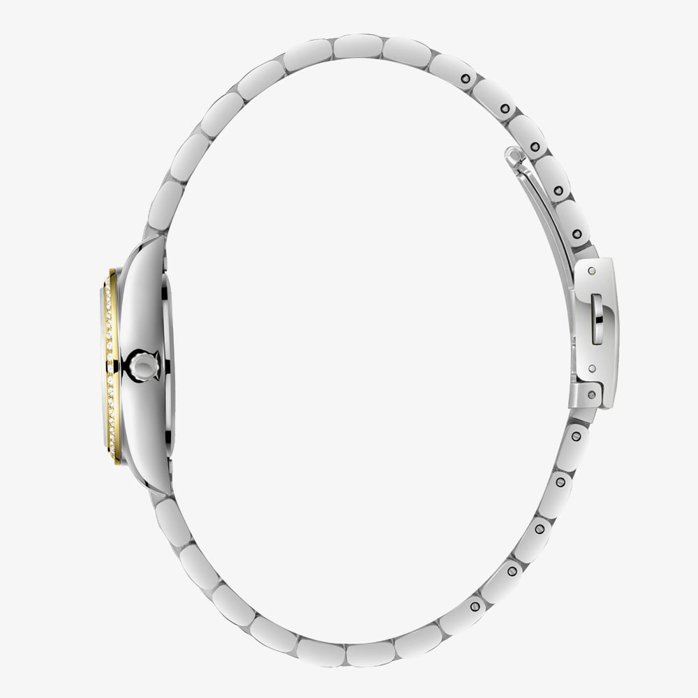 Lee Cooper Ladies White Mother of Pearl Crystal Dial Two Tone Bracelet Watch LC08155.220