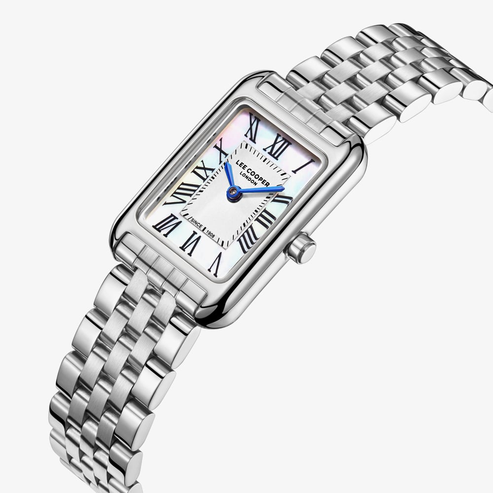 Lee Cooper Ladies White Mother of Pearl Rectangle Dial Bracelet Watch LC08135.320