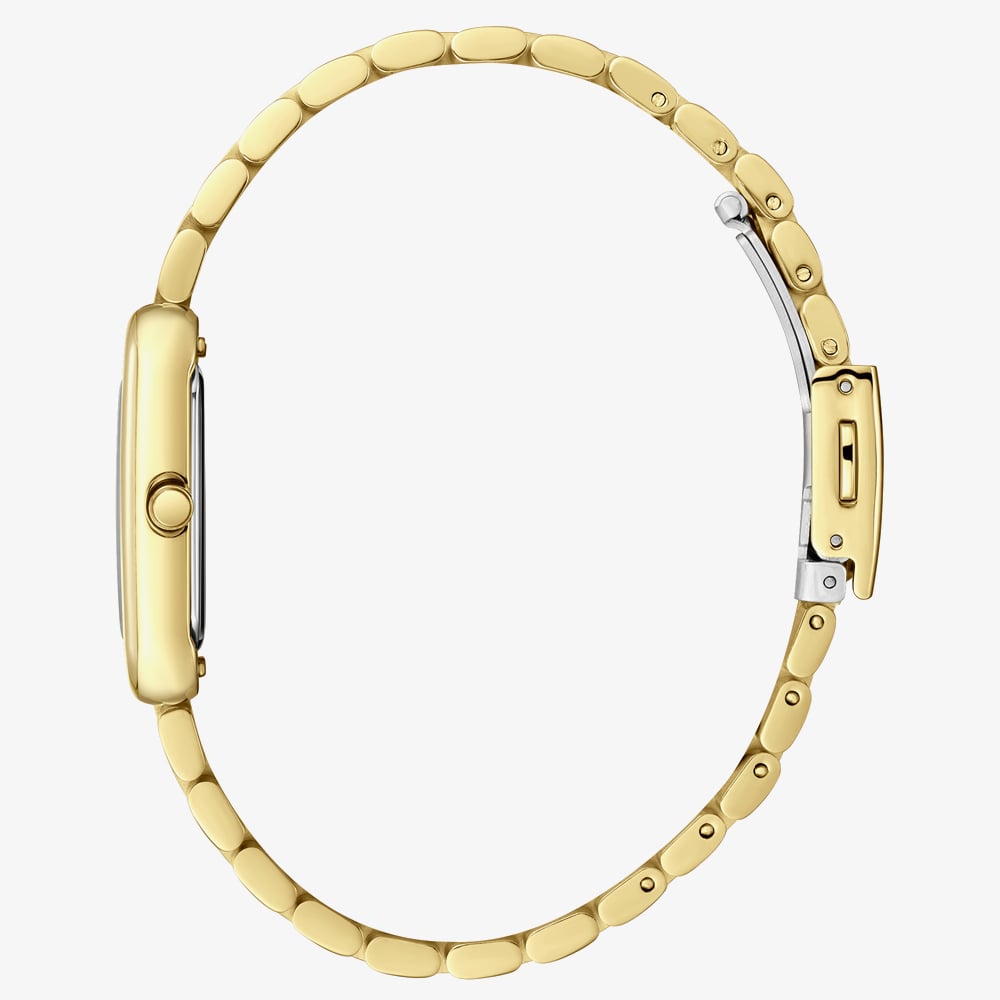 Lee Cooper Ladies White Mother of Pearl Rectangle Dial Golden Bracelet Watch LC08135.120