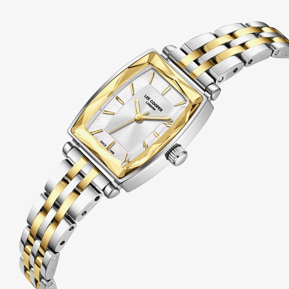 Lee Cooper Ladies White Mother of Pearl Dial Two Tone Bracelet Watch LC08370.220