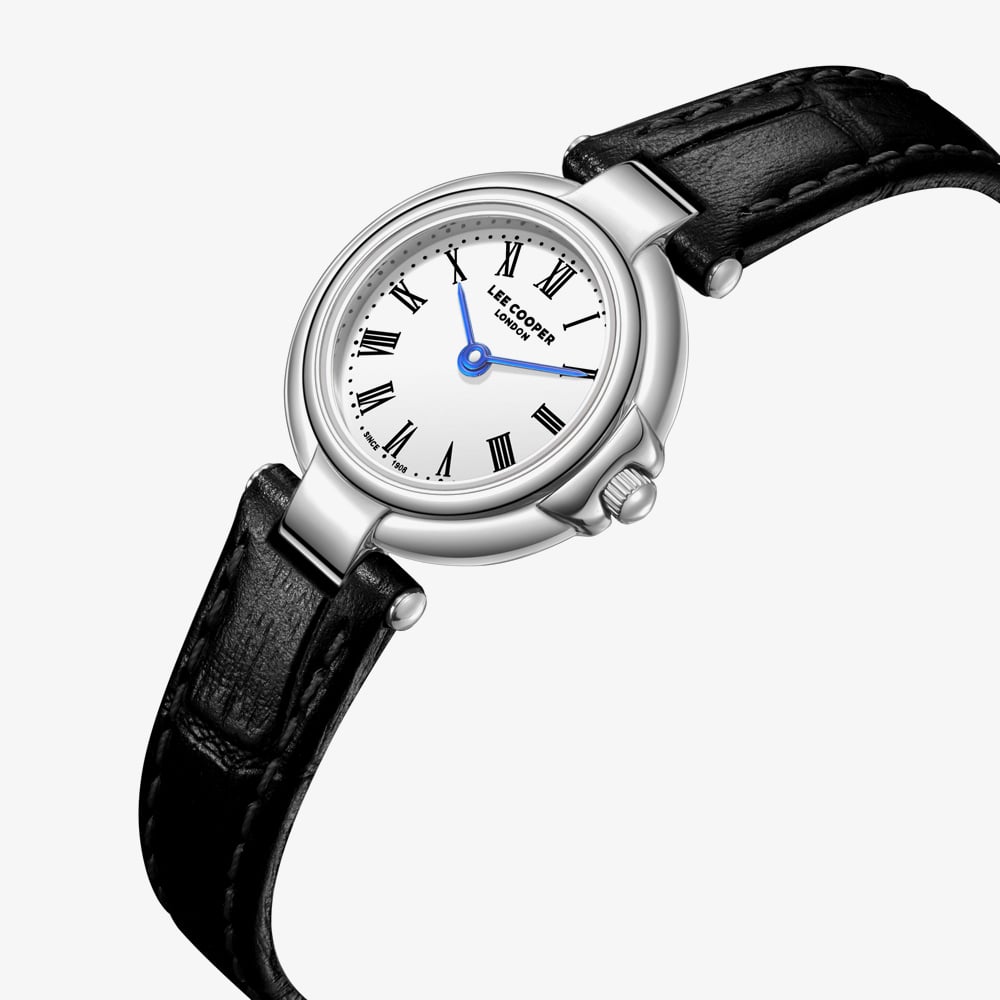 Lee Cooper Ladies White Dial Black Leather Strap Watch LC08205.331