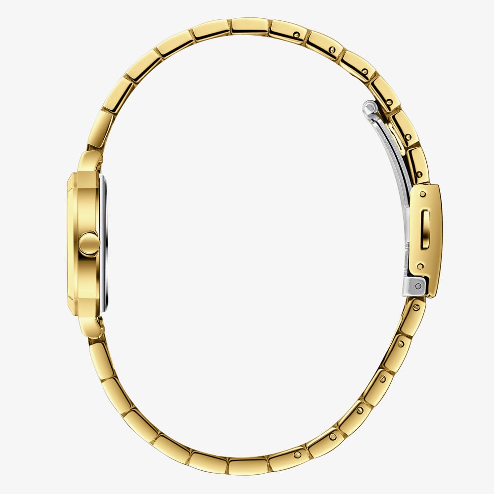 Lee Cooper Ladies White Mother of Pearl Rectangle Dial Golden Bracelet Watch LC08203.120