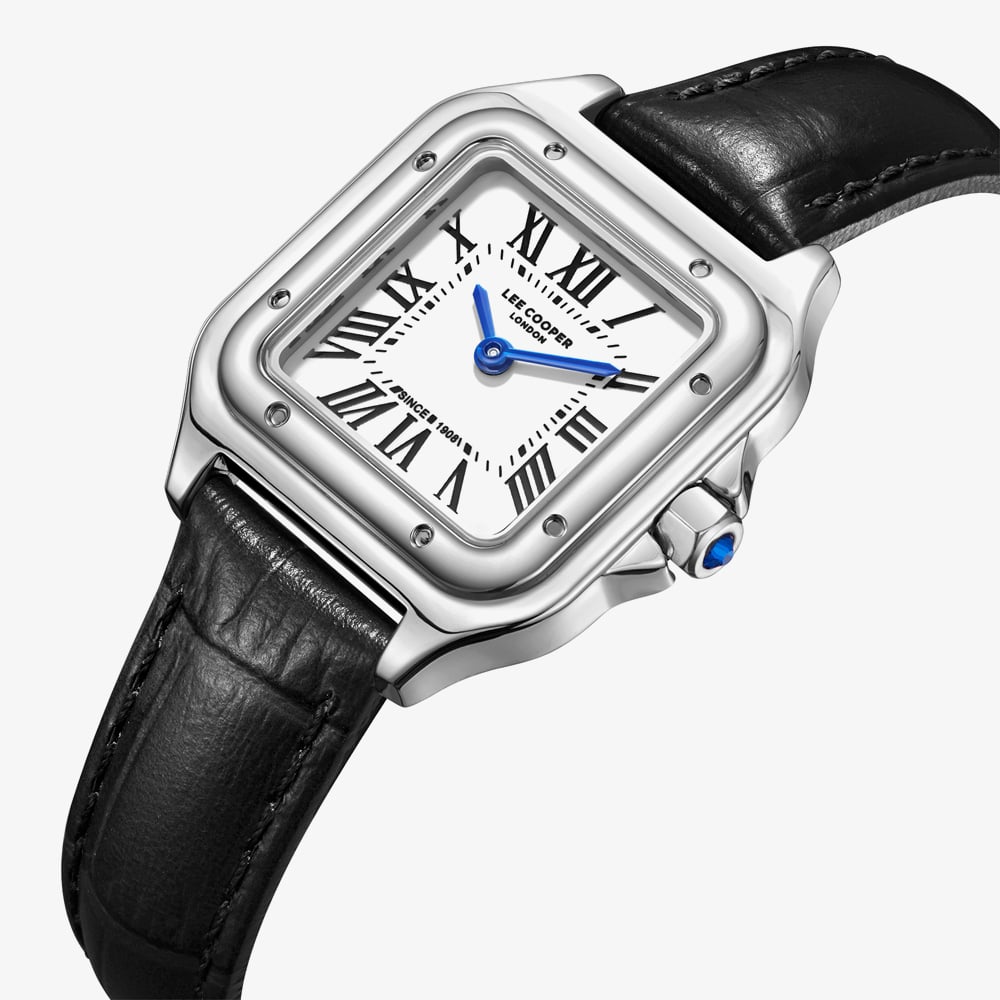 Lee Cooper Ladies White Square Dial Leather Strap Watch LC08191.331