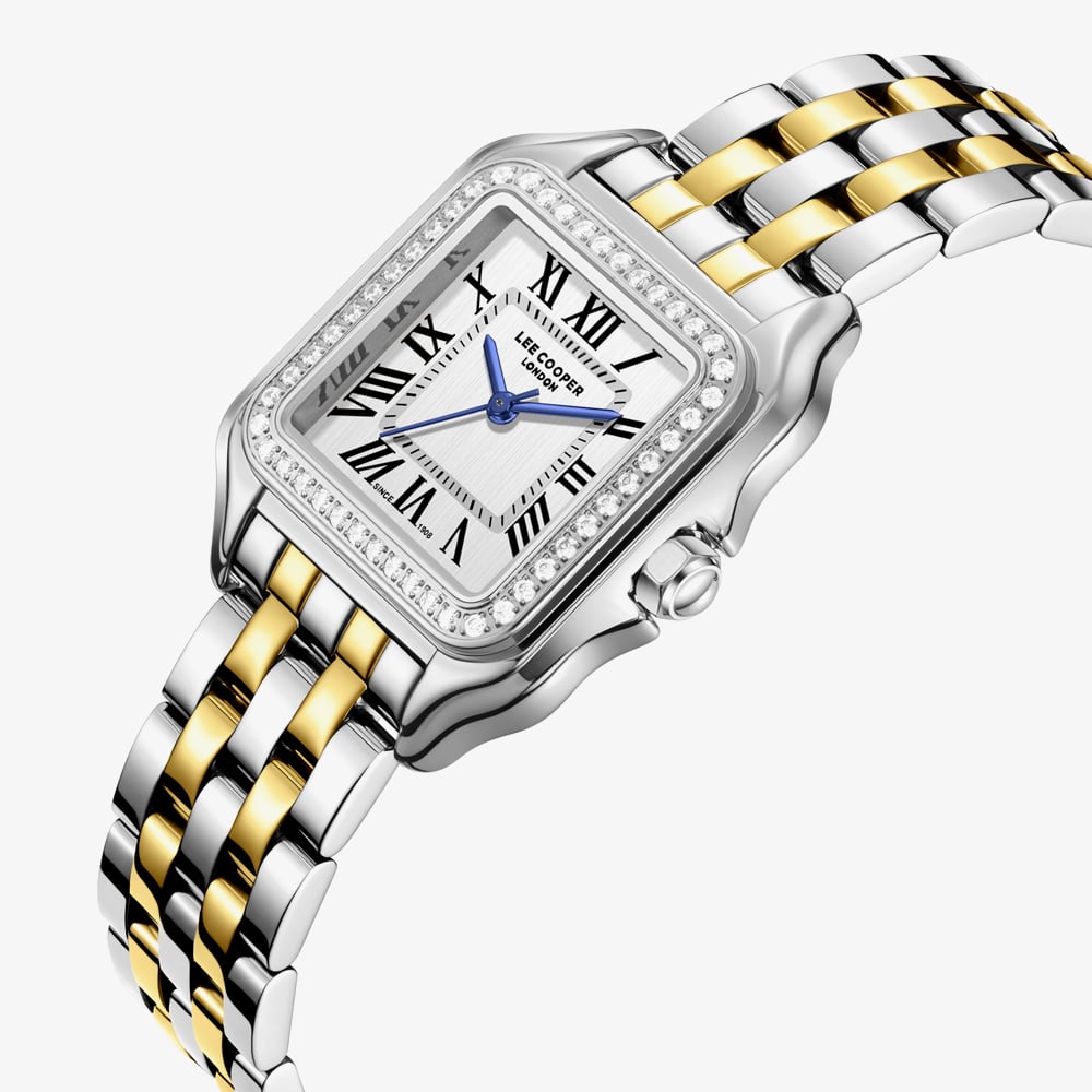 Lee Cooper Ladies Silver Square Dial Two Tone Bracelet Watch LC08398.230