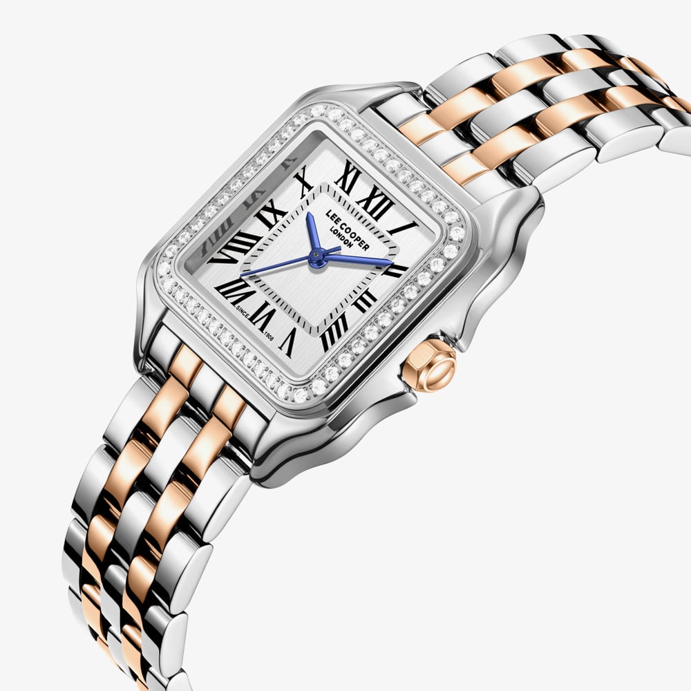 Lee Cooper Ladies Silver Square Dial Two Tone Bracelet Watch LC08398.530