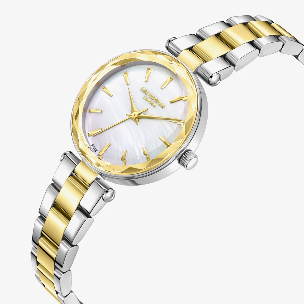 Lee Cooper Ladies White Mother of Pearl Dial Two Tone Bracelet Watch LC08365.220
