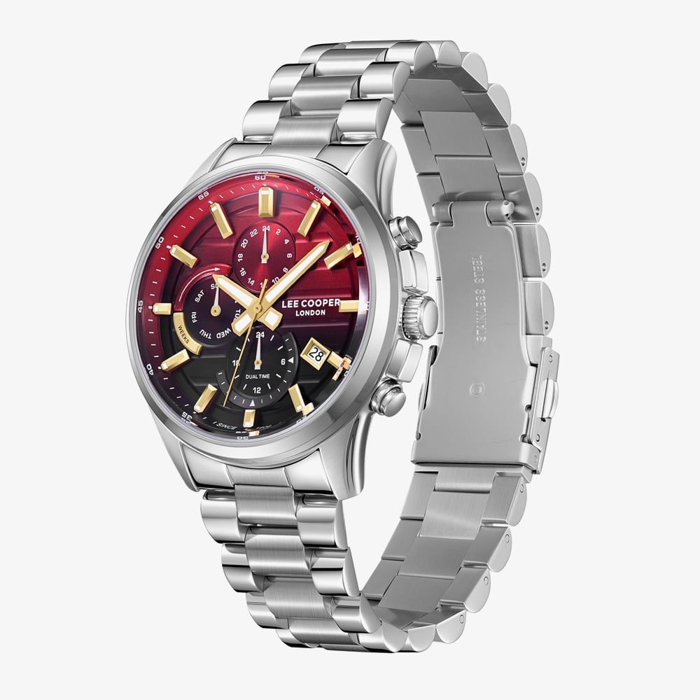 Lee Cooper Mens Red Dial Bracelet Watch LC08451.380