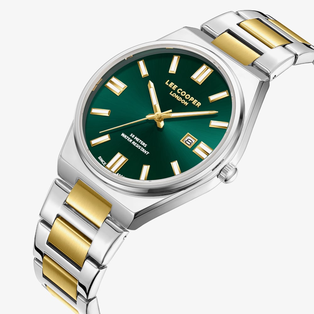 Lee Cooper Mens Green Dial Two Tone Bracelet Watch LC08262.270