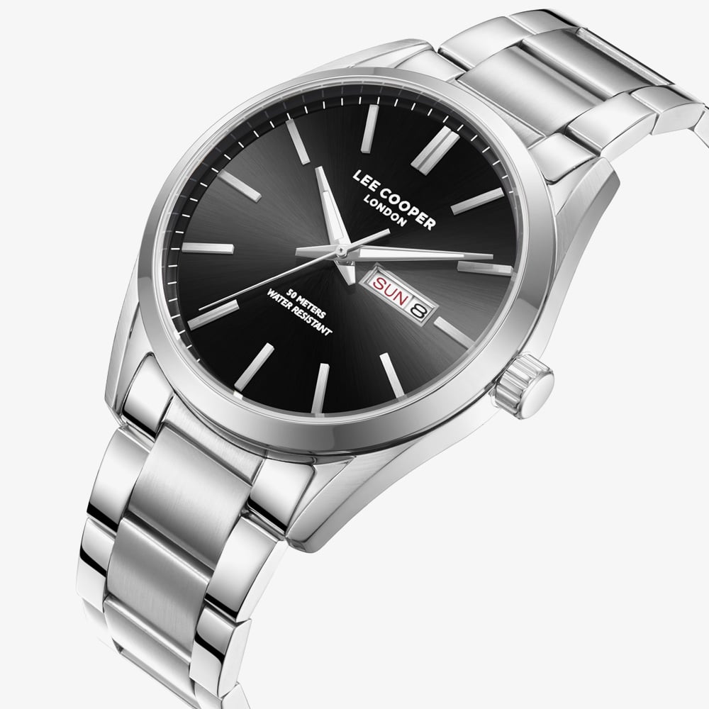 Lee Cooper Mens Black Dial Day/Date Bracelet Watch LC08340.350