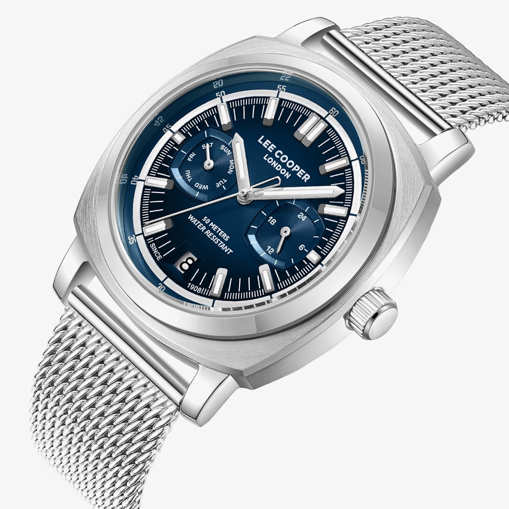 Lee Cooper Mens Blue Dial Mesh Bracelet Watch LC08377.399